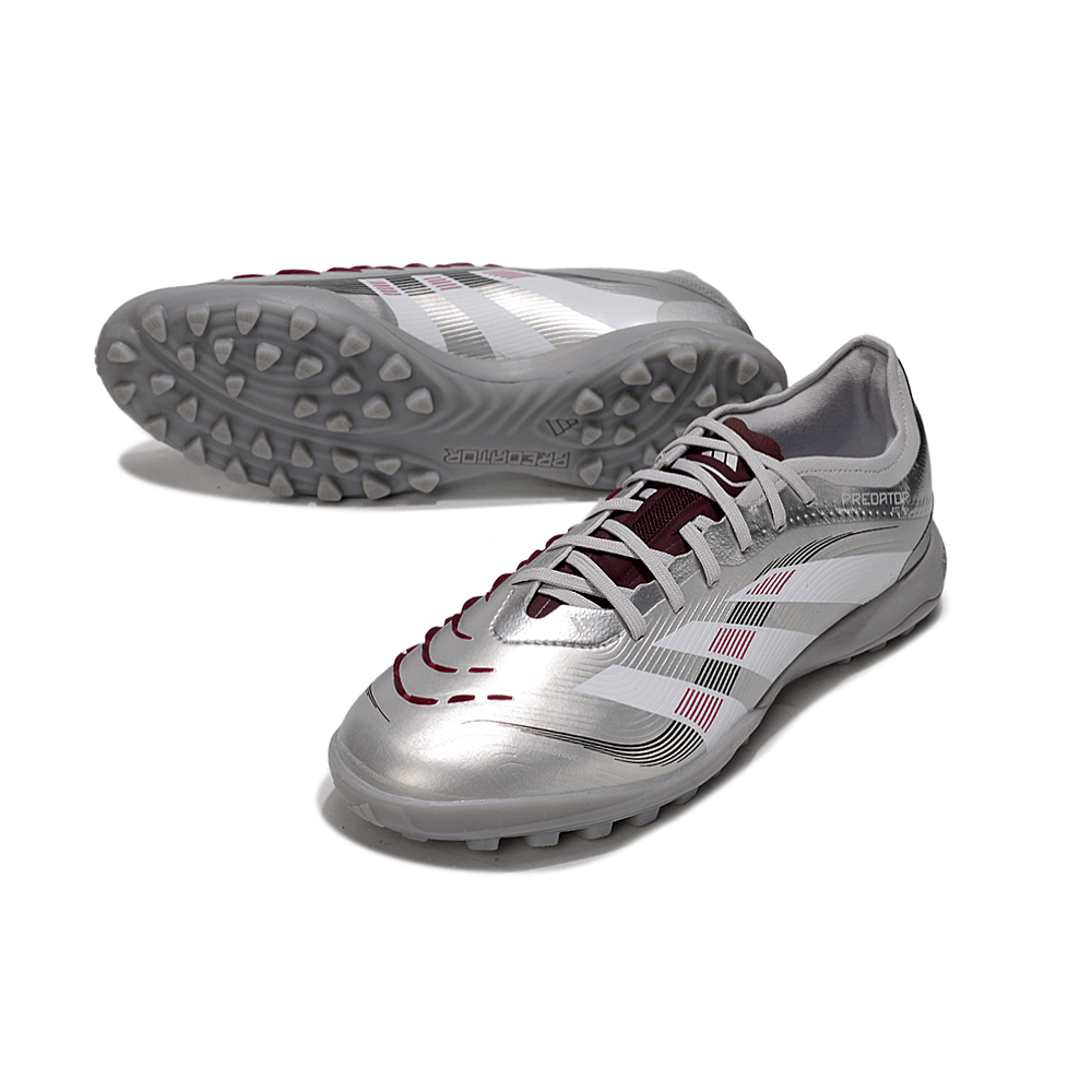 Chuteira Society Adidas Predator Elite TF Prata e Vermelho