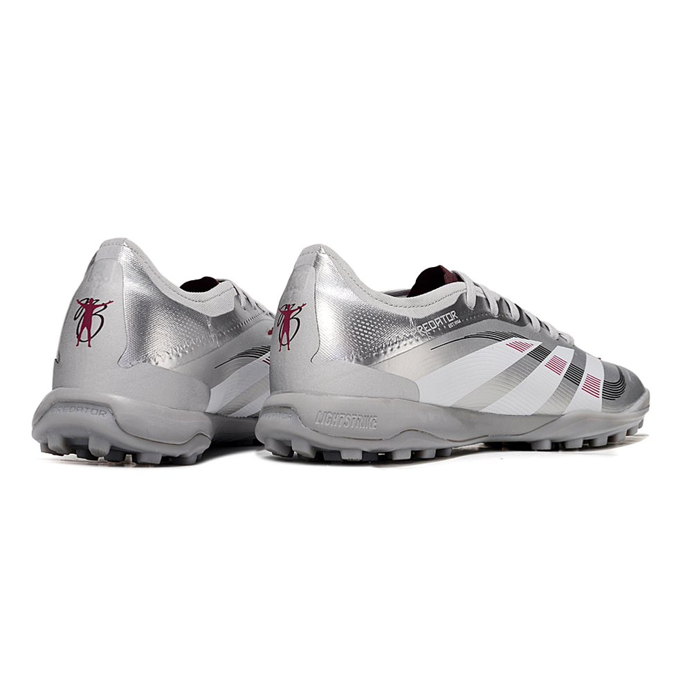 Chuteira Society Adidas Predator Elite TF Prata e Vermelho