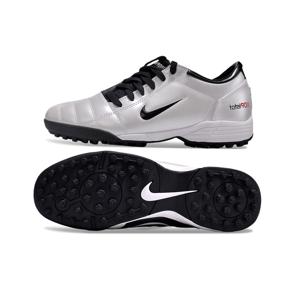 Chuteira Society Nike Total 90 TF Branco e Preto
