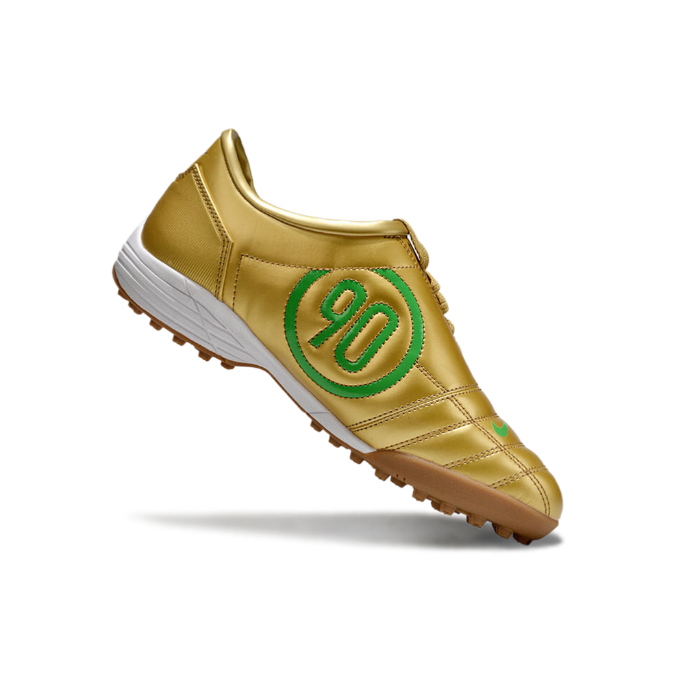 Chuteira Society Nike Total 90 TF Dourado e Verde