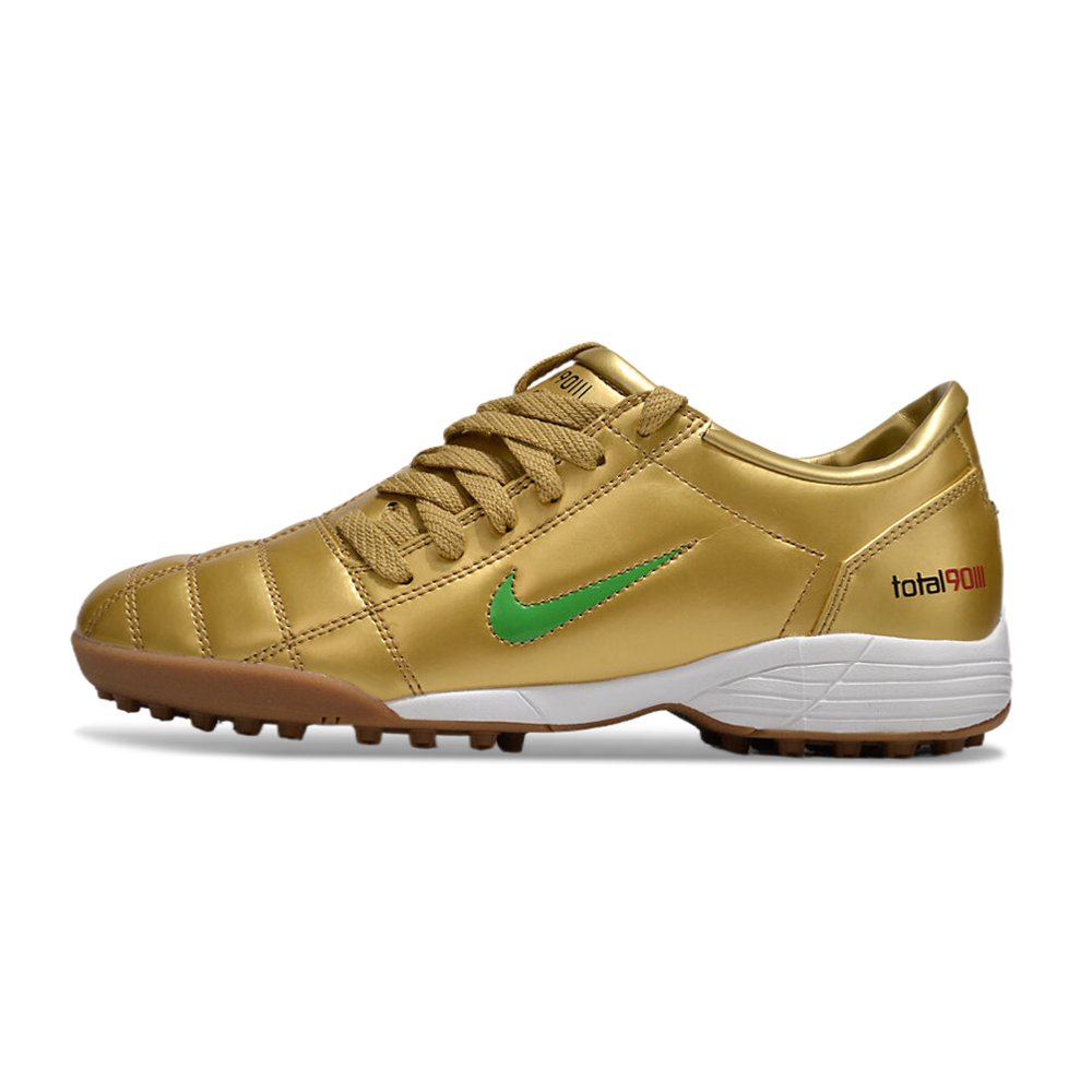 Chuteira Society Nike Total 90 TF Dourado e Verde