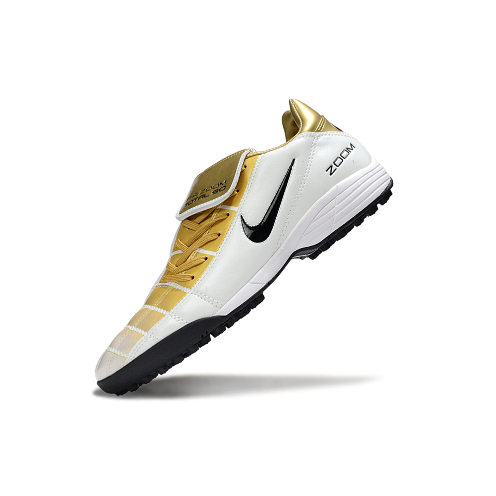 Chuteira Society Nike Total 90 TF Dourado e Branco