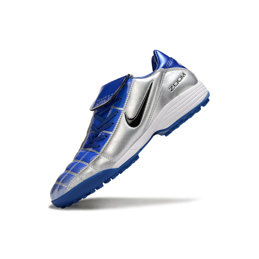 Chuteira Society Nike Total 90 TF Prata e Azul