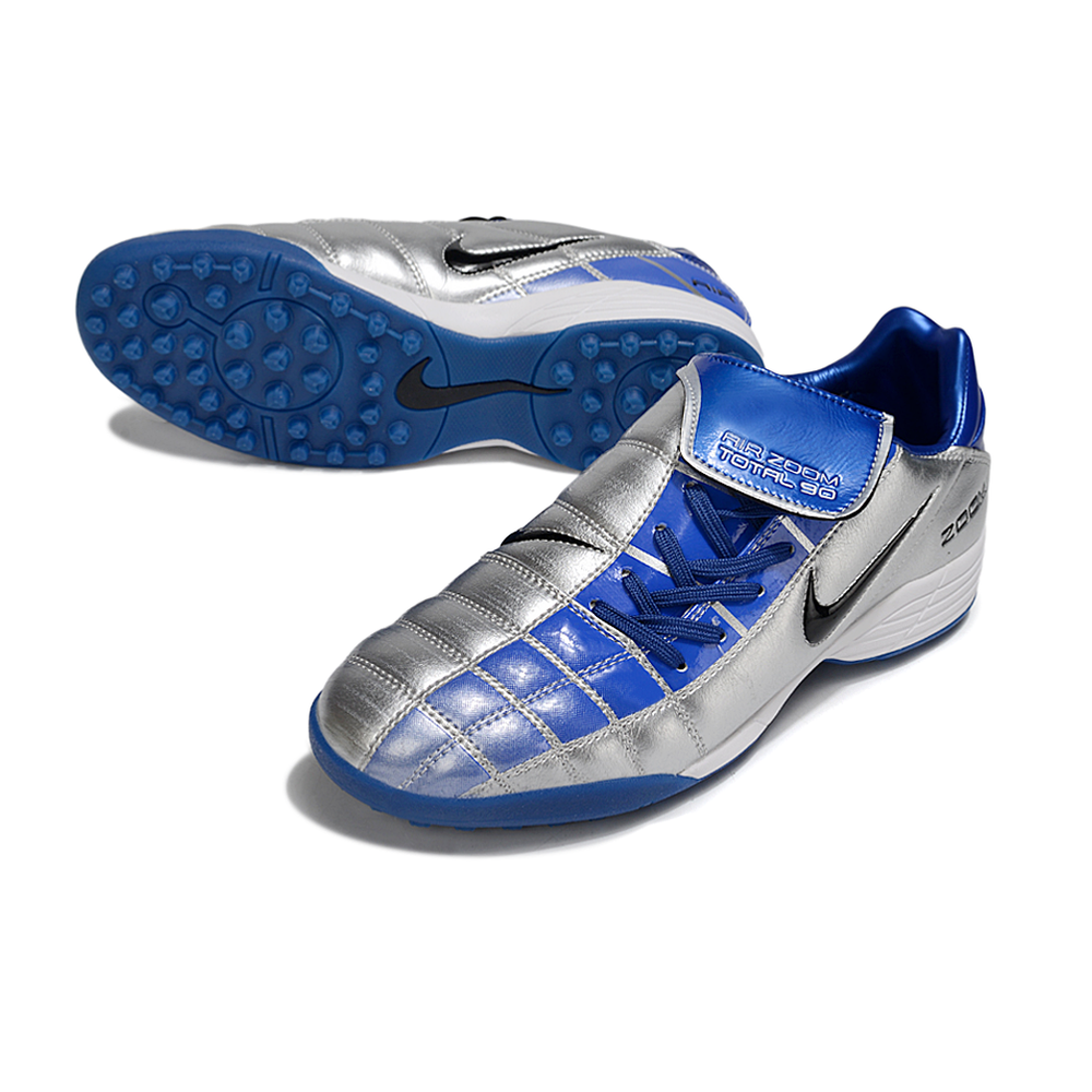 Chuteira Society Nike Total 90 TF Prata e Azul