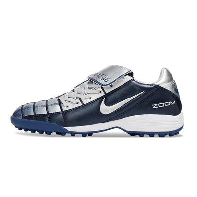Chuteira Society Nike Total 90 TF Prata e Azul Escuro