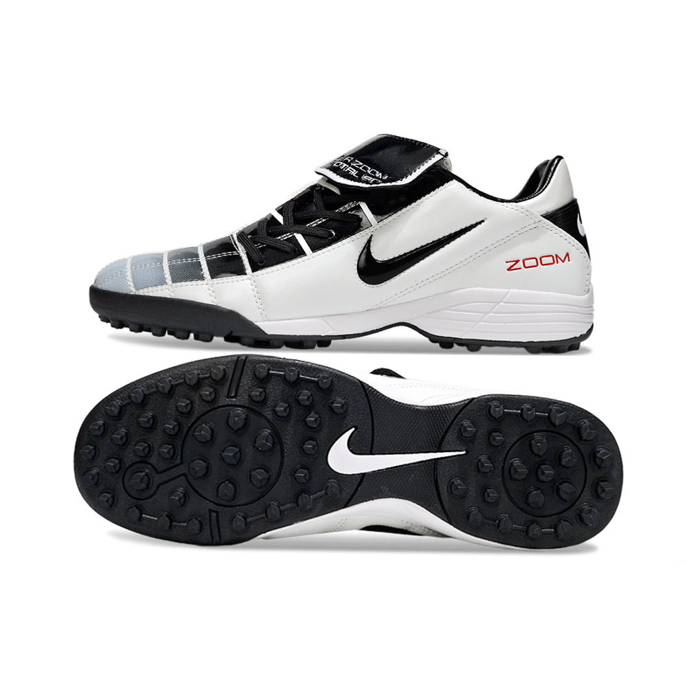 Chuteira Society Nike Total 90 III TF Branco e Preto com Lingua