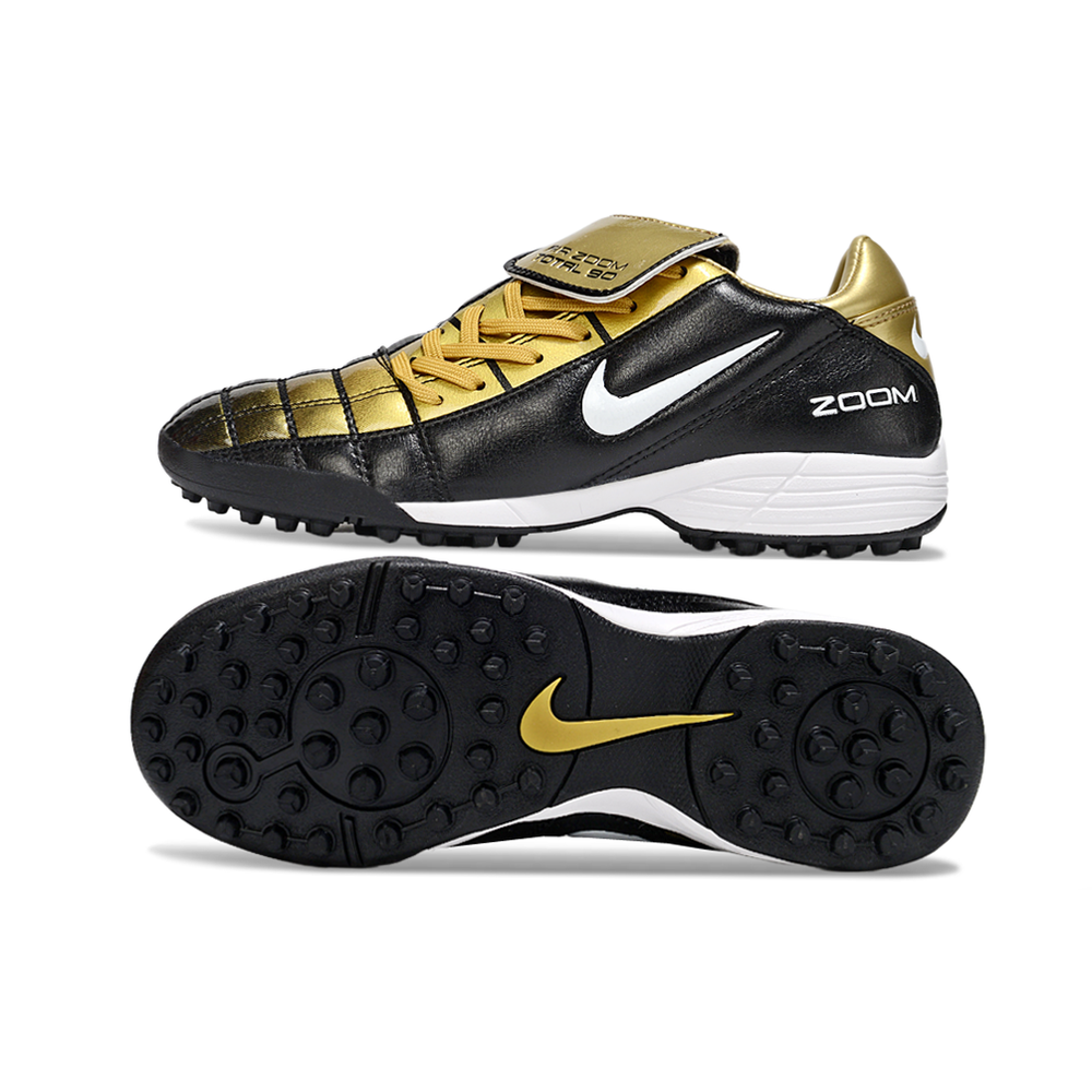 Chuteira Society Nike Total 90 TF Dourado e Preto