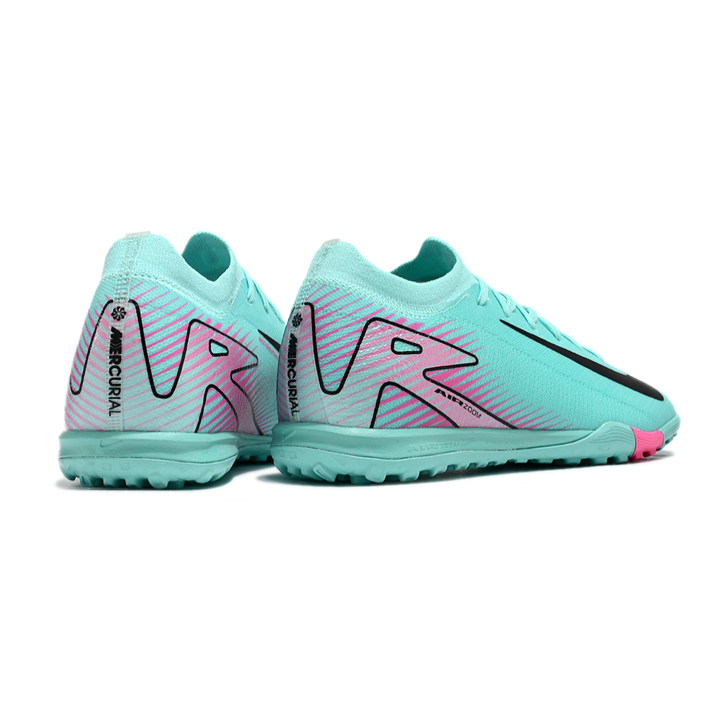 Chuteira Society Nike Air Zoom Mercurial Vapor 16 Elite TF Azul e Rosa