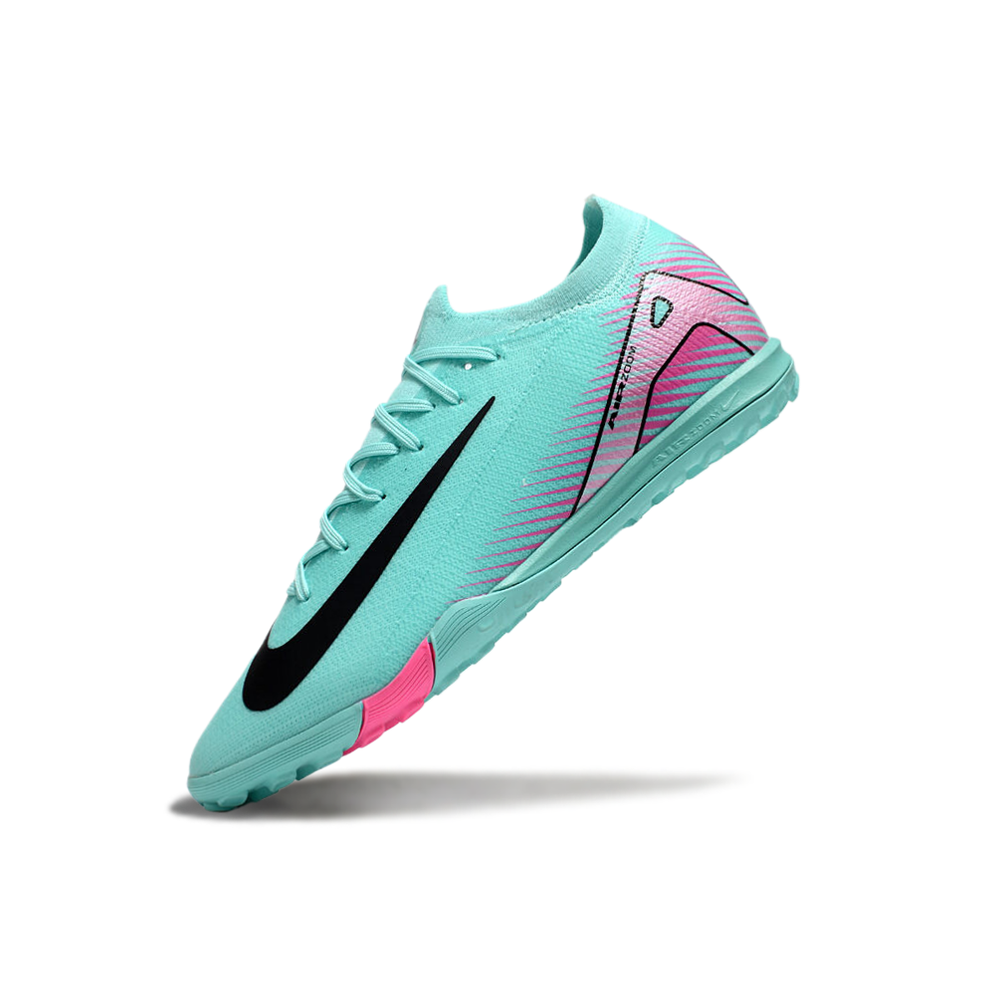 Chuteira Society Nike Air Zoom Mercurial Vapor 16 Elite TF Azul e Rosa