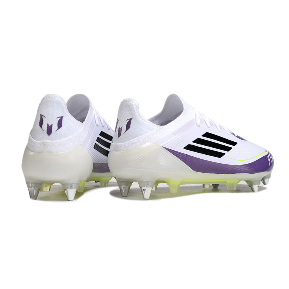 Chuteira Campo Adidas F50 Ponta de Aluminio Branco, Roxo, Amarelo e Preto