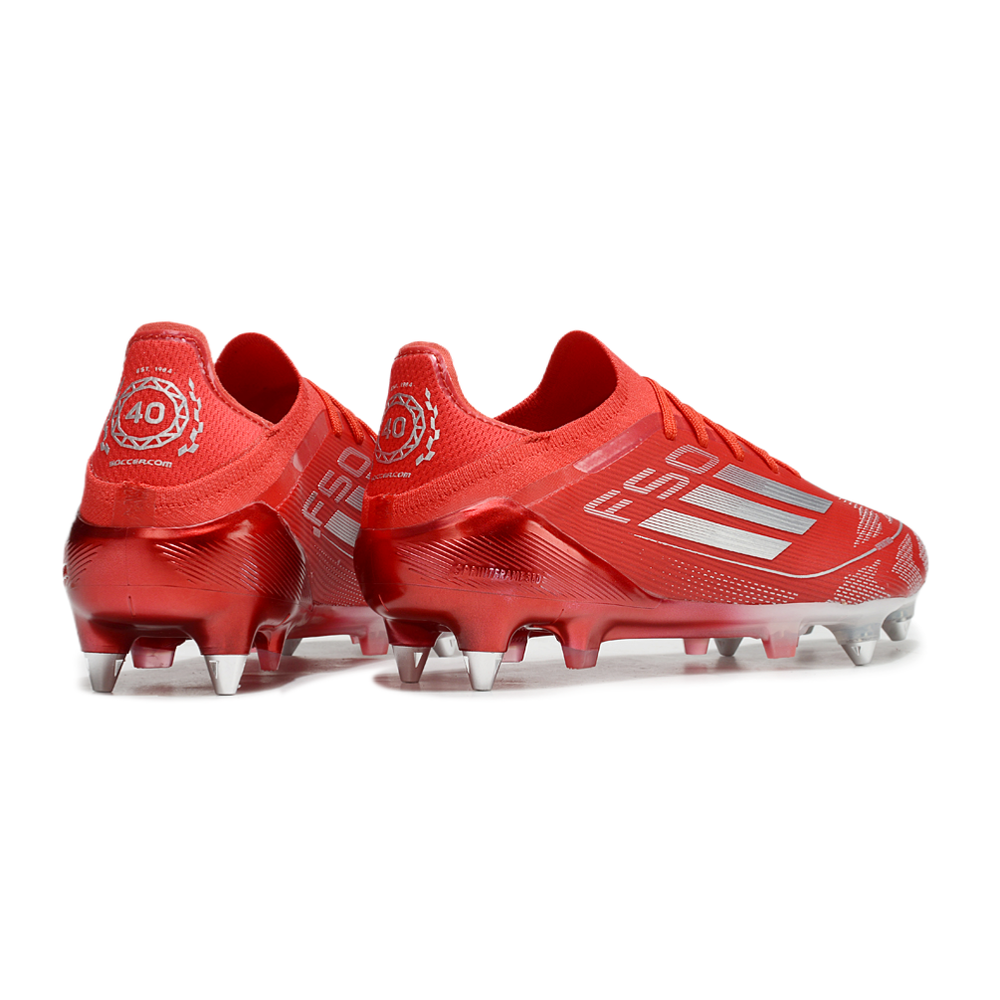 Chuteira Campo Adidas F50 Ponta de Aluminio Vermelho e Branco