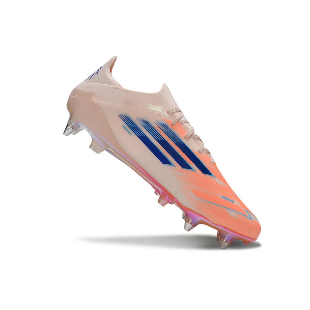 Chuteira Campo Adidas F50 Ponta de Aluminio Rosa e Azul
