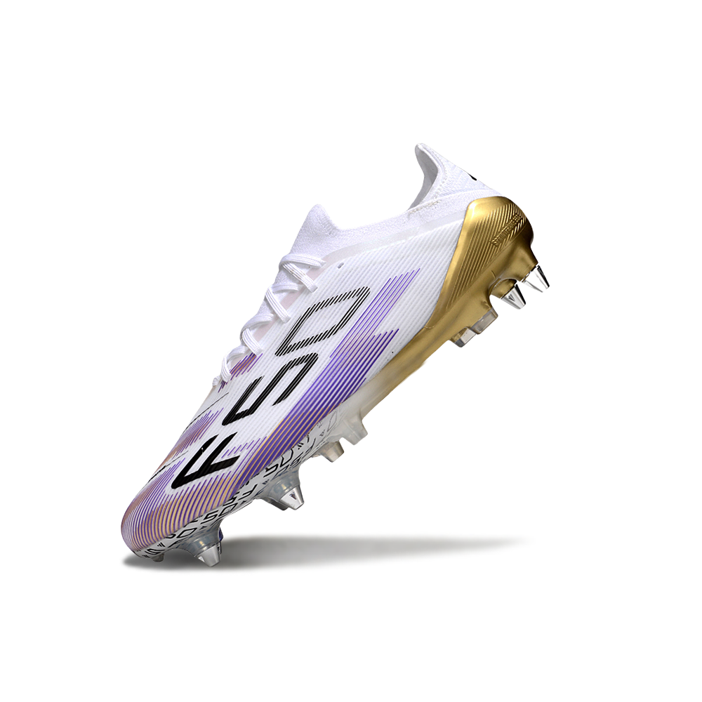 Chuteira Campo Adidas F50+ LL Ponta de Aluminio Branco, Rosa e Dourado