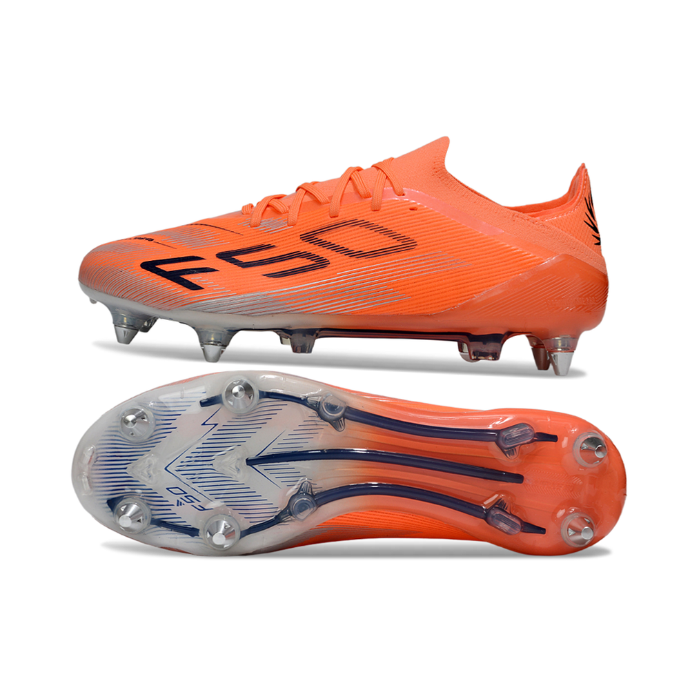 Chuteira Campo Adidas F50 Ponta de Aluminio Laranja e Preto