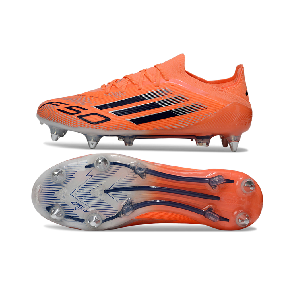 Chuteira Campo Adidas F50 Ponta de Aluminio Laranja e Preto