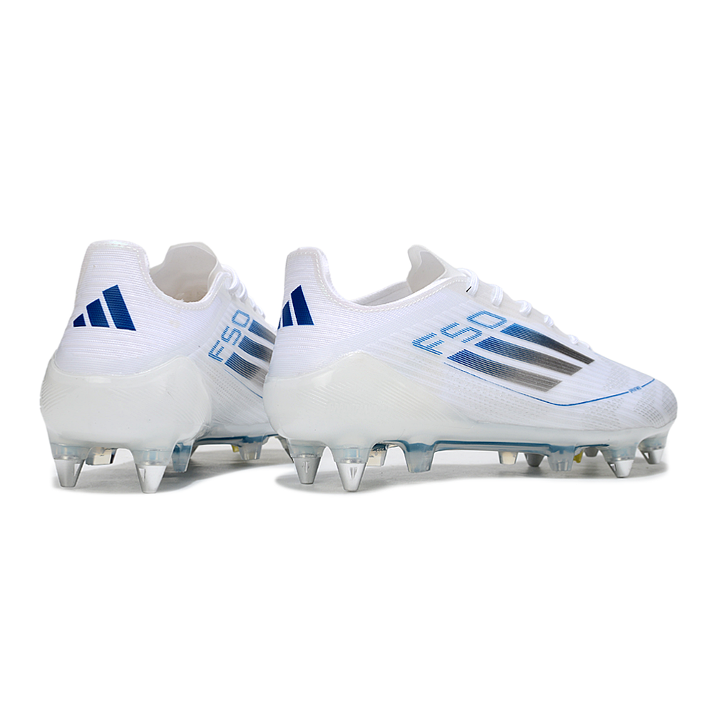 Chuteira Campo Adidas F50 Ponta de Aluminio Branco e Azul