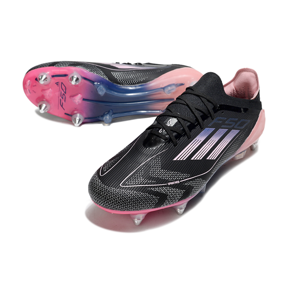 Chuteira Campo Adidas F50 Ponta de Aluminio Preto e Rosa