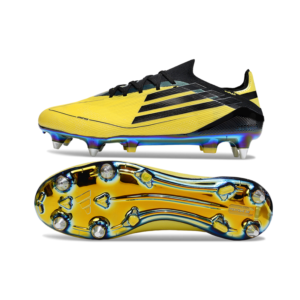Chuteira Campo Adidas F50 Ponta de Aluminio Amarelo e Preto 