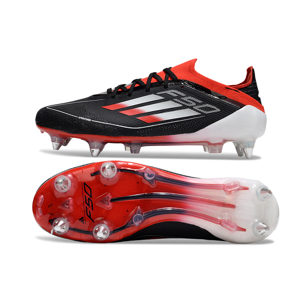 Chuteira Campo Adidas F50 Ponta de Aluminio Vermelho e Preto 