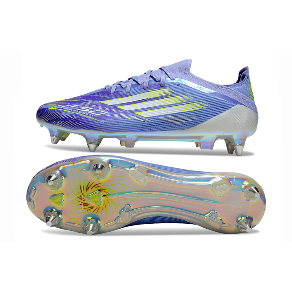 Chuteira Campo Adidas F50 Ponta de Aluminio Roxo e Verde