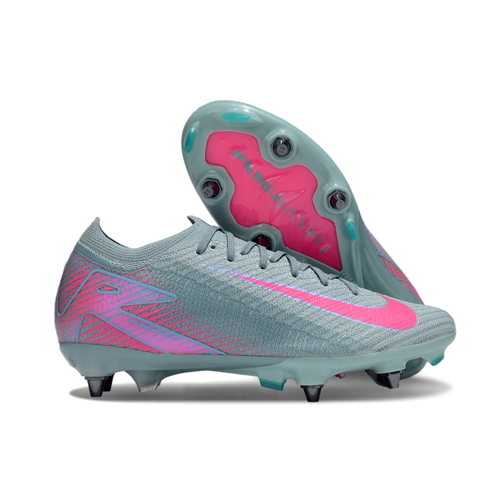 Chuteira Campo Nike Air Zoom Mercurial Vapor 16 Elite Trava Mista Azul e Rosa