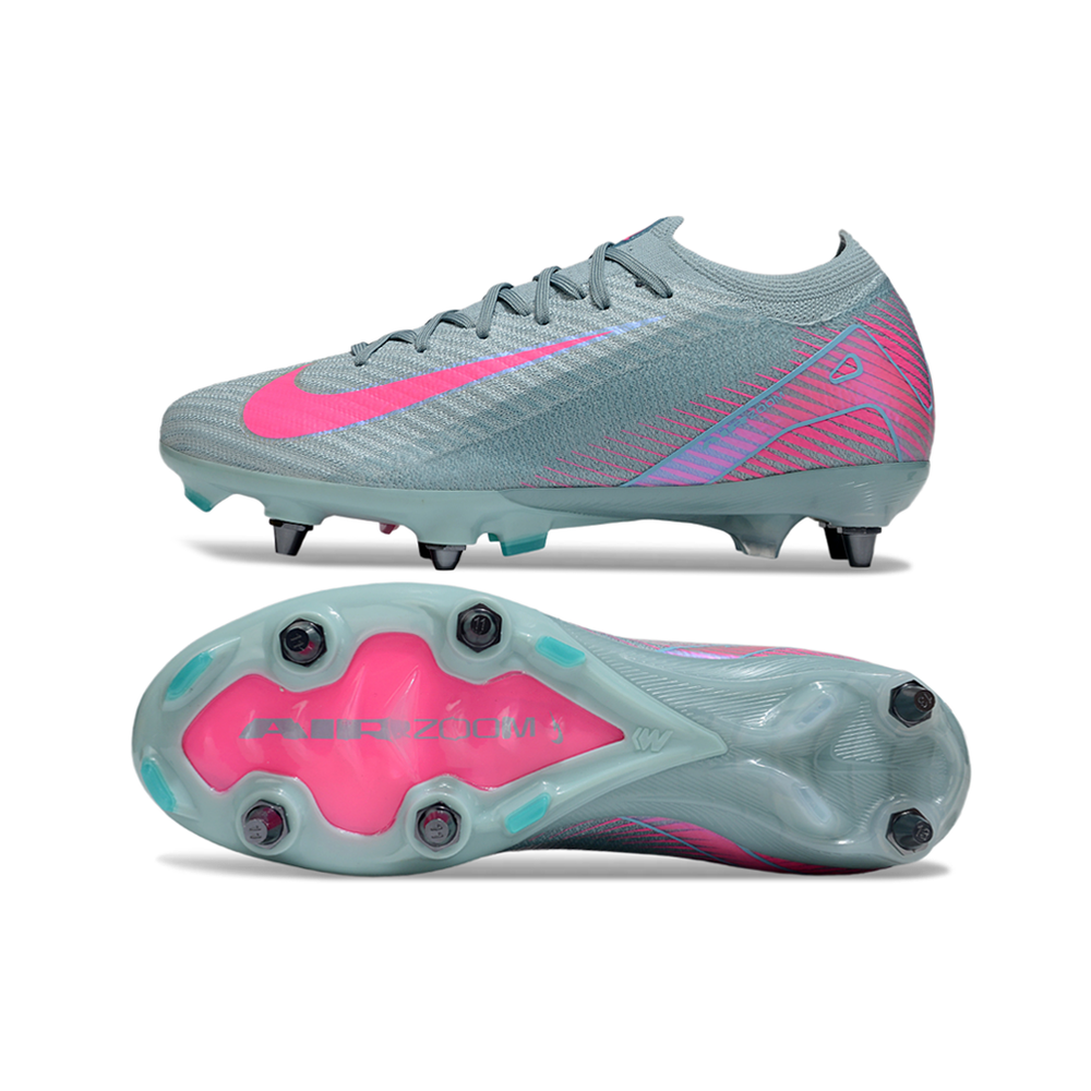 Chuteira Campo Nike Air Zoom Mercurial Vapor 16 Elite Trava Mista Azul e Rosa