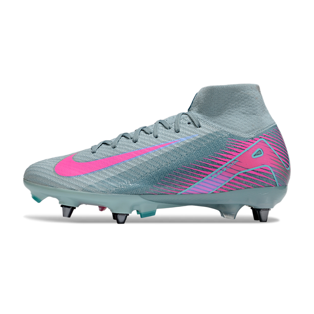 Chuteira Campo Nike Air Zoom Mercurial Superfly 10 Elite Trava Mista Azul e Rosa