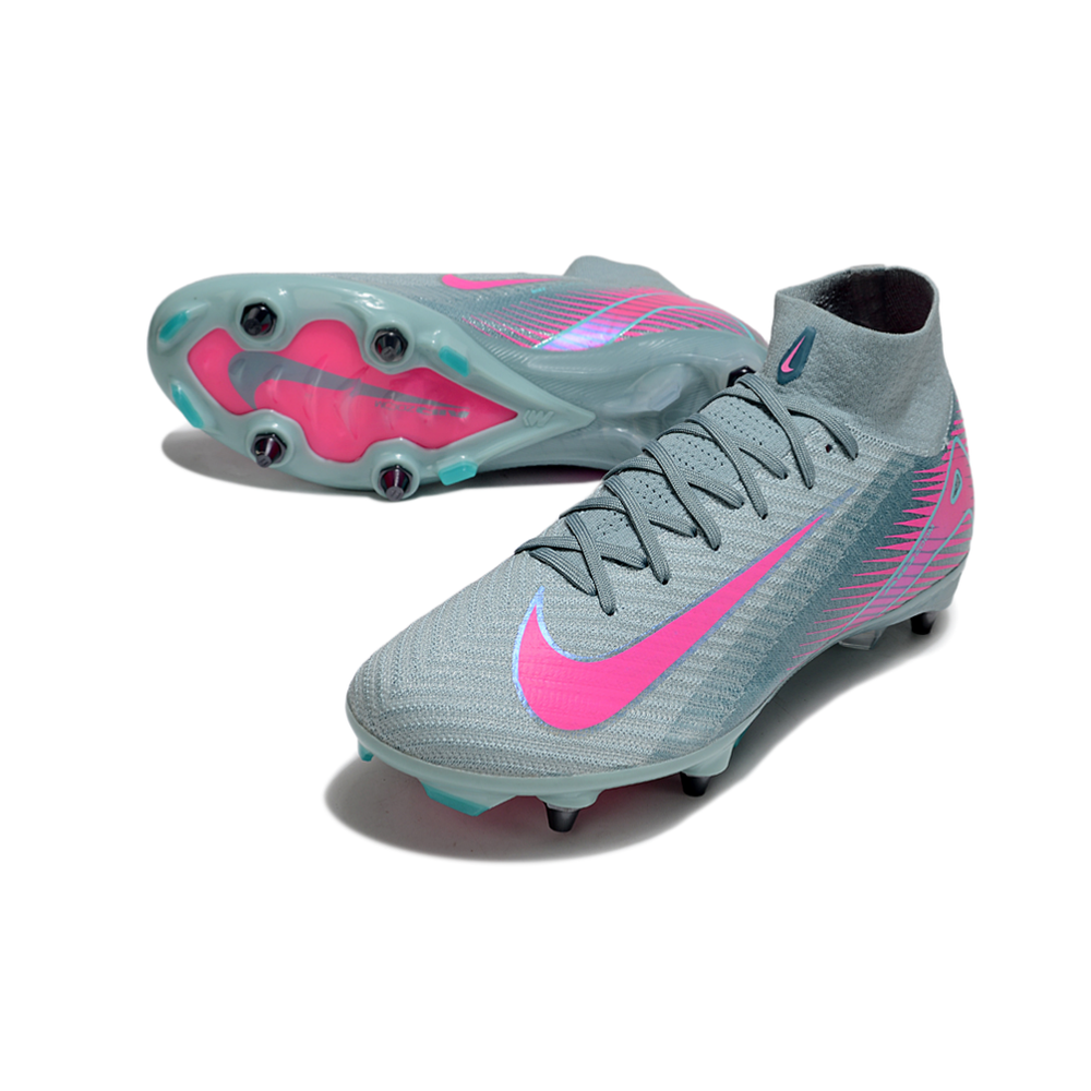 Chuteira Campo Nike Air Zoom Mercurial Superfly 10 Elite Trava Mista Azul e Rosa