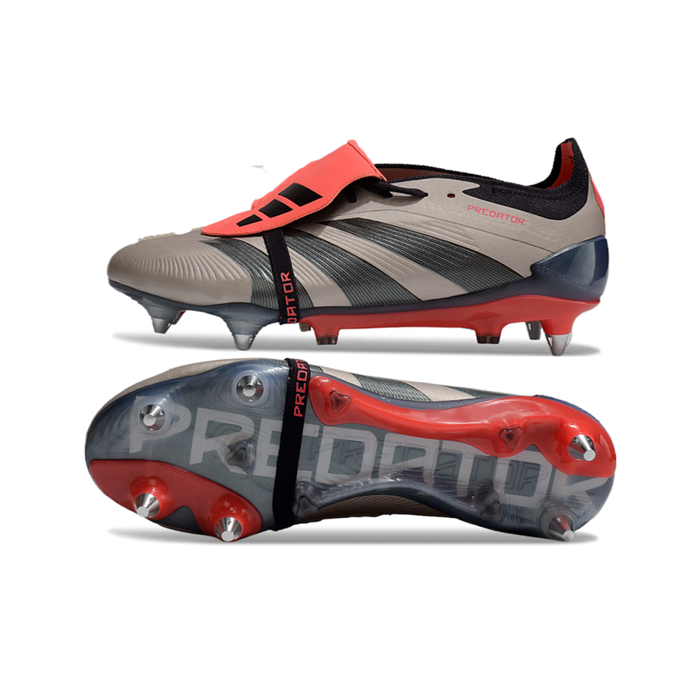 Chuteira Campo Adidas Predator Elite FT 30 Ponta de Aluminio Chumbo e Vermelho