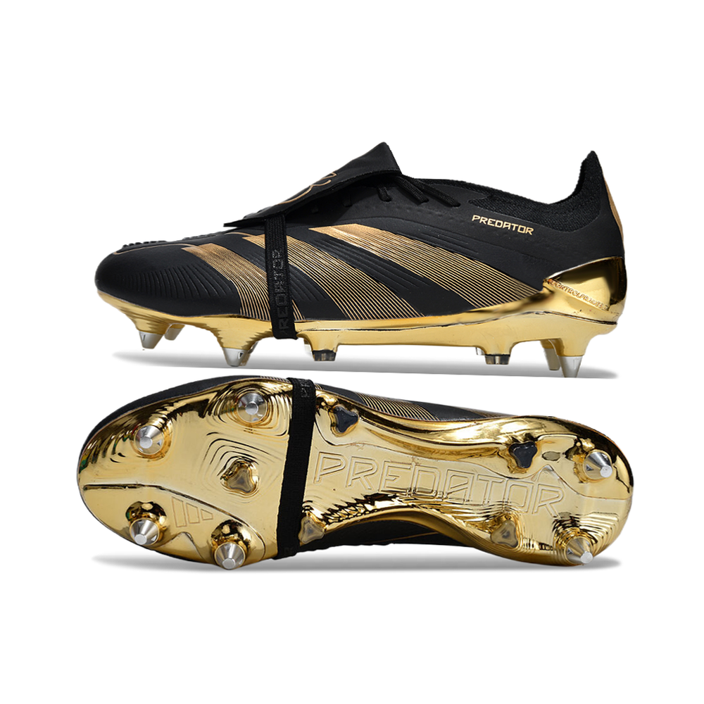 Chuteira Campo Adidas Predator Elite FT 30 Ponta de Aluminio Preto e Dourado