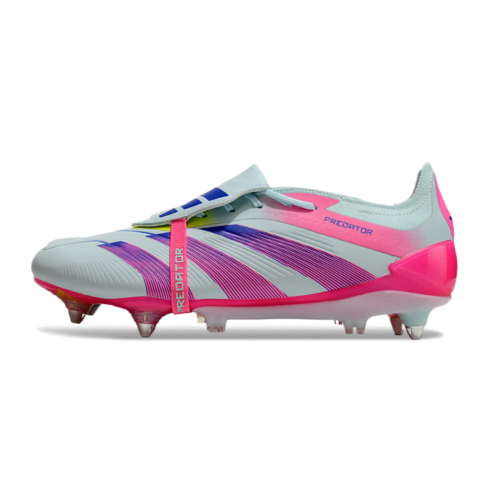 Chuteira Campo Adidas Predator Elite FT 30 Ponta de Aluminio Azul e Rosa