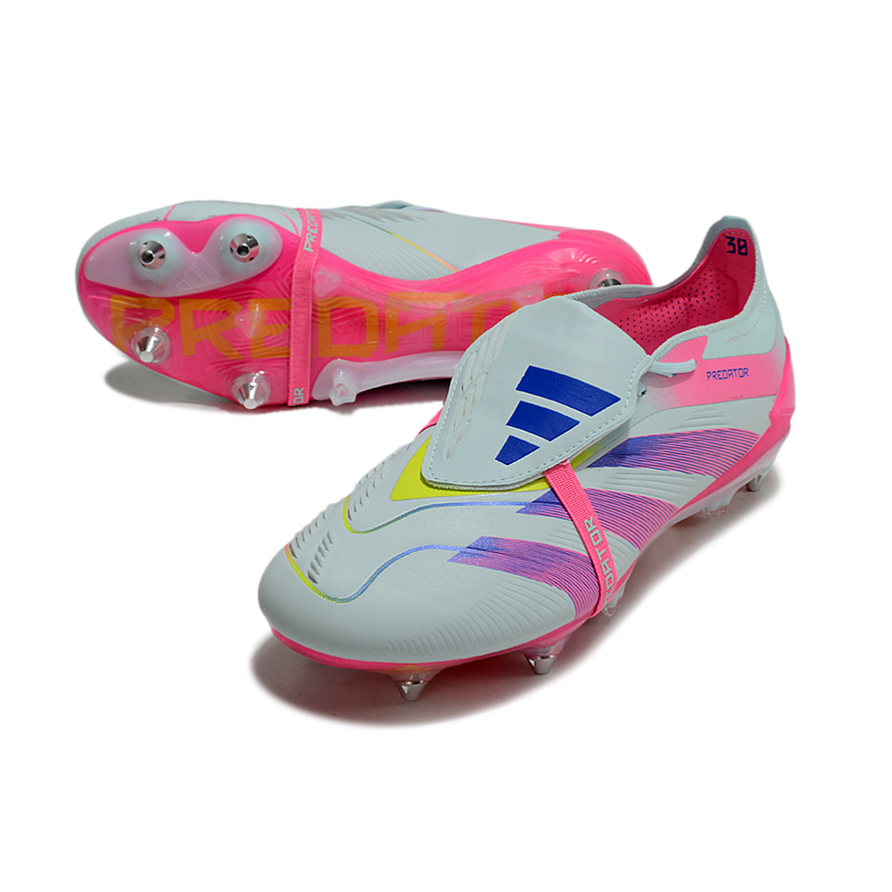 Chuteira Campo Adidas Predator Elite FT 30 Ponta de Aluminio Azul e Rosa