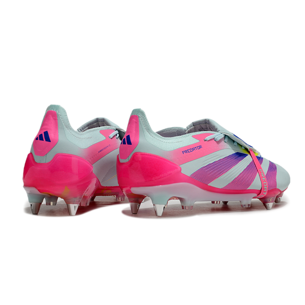 Chuteira Campo Adidas Predator Elite FT 30 Ponta de Aluminio Azul e Rosa