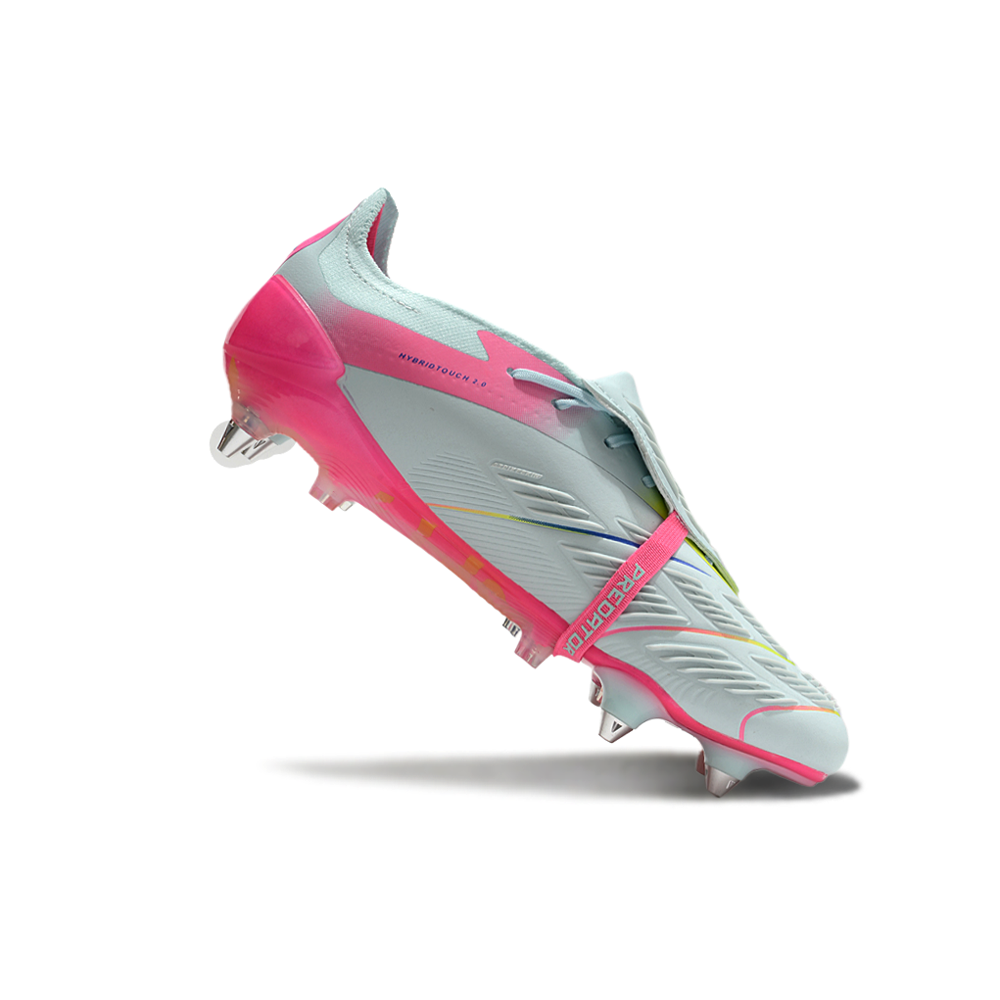 Chuteira Campo Adidas Predator Elite FT 30 Ponta de Aluminio Azul e Rosa