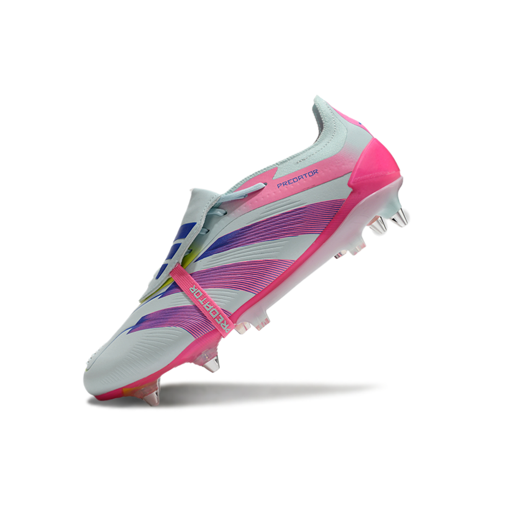 Chuteira Campo Adidas Predator Elite FT 30 Ponta de Aluminio Azul e Rosa