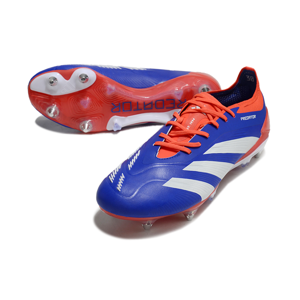 Chuteira Campo Adidas Predator Elite Ponta de Aluminio Azul e Vermelho
