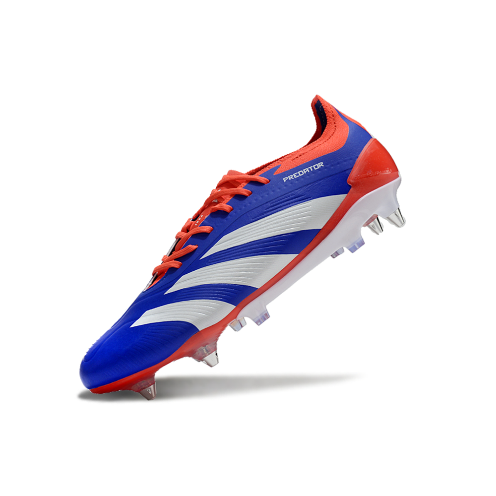 Chuteira Campo Adidas Predator Elite Ponta de Aluminio Azul e Vermelho