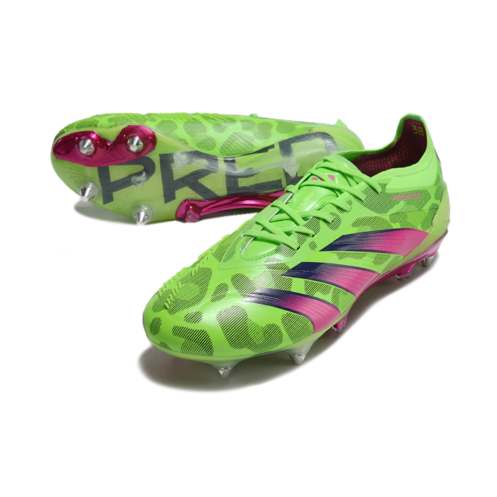 Chuteira Campo Adidas Predator Elite Ponta de Aluminio Verde e Rosa
