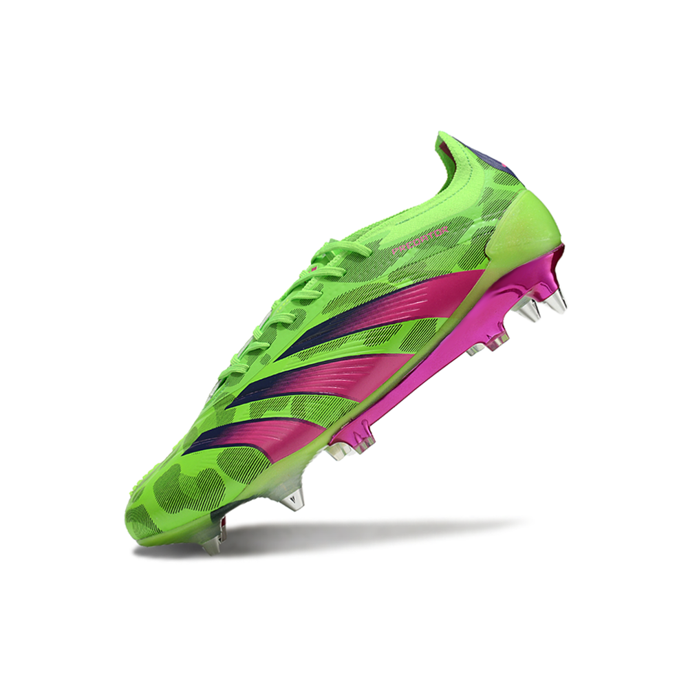 Chuteira Campo Adidas Predator Elite Ponta de Aluminio Verde e Rosa