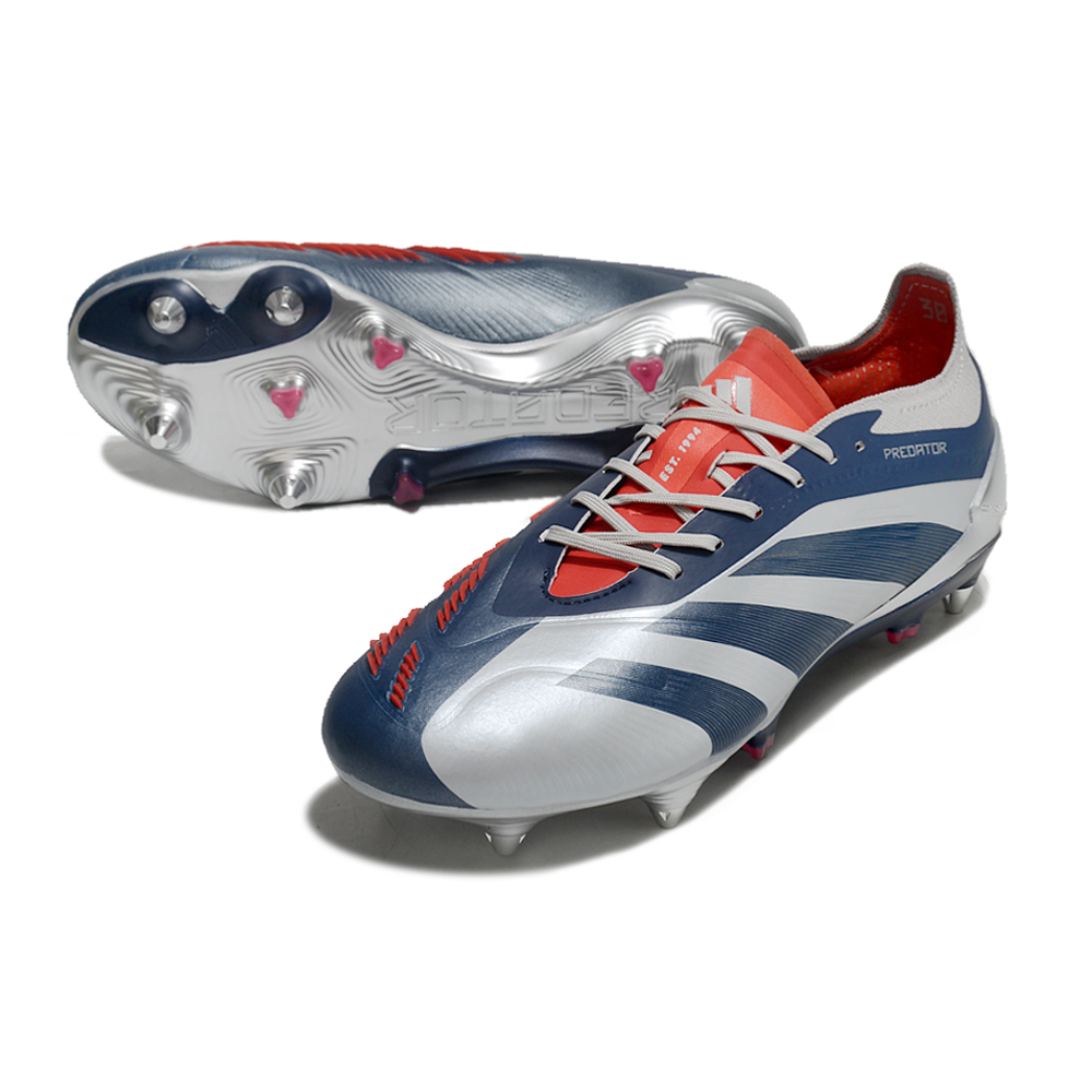 Chuteira Campo Adidas Predator Elite Ponta de Aluminio Prata, Azul e Vermelho