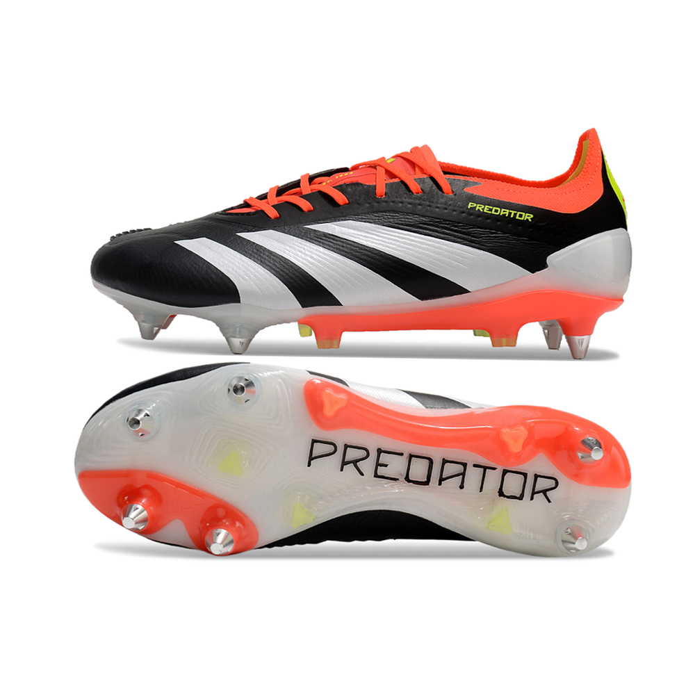 Chuteira Campo Adidas Predator Elite Ponta de Aluminio Preto e Vermelho