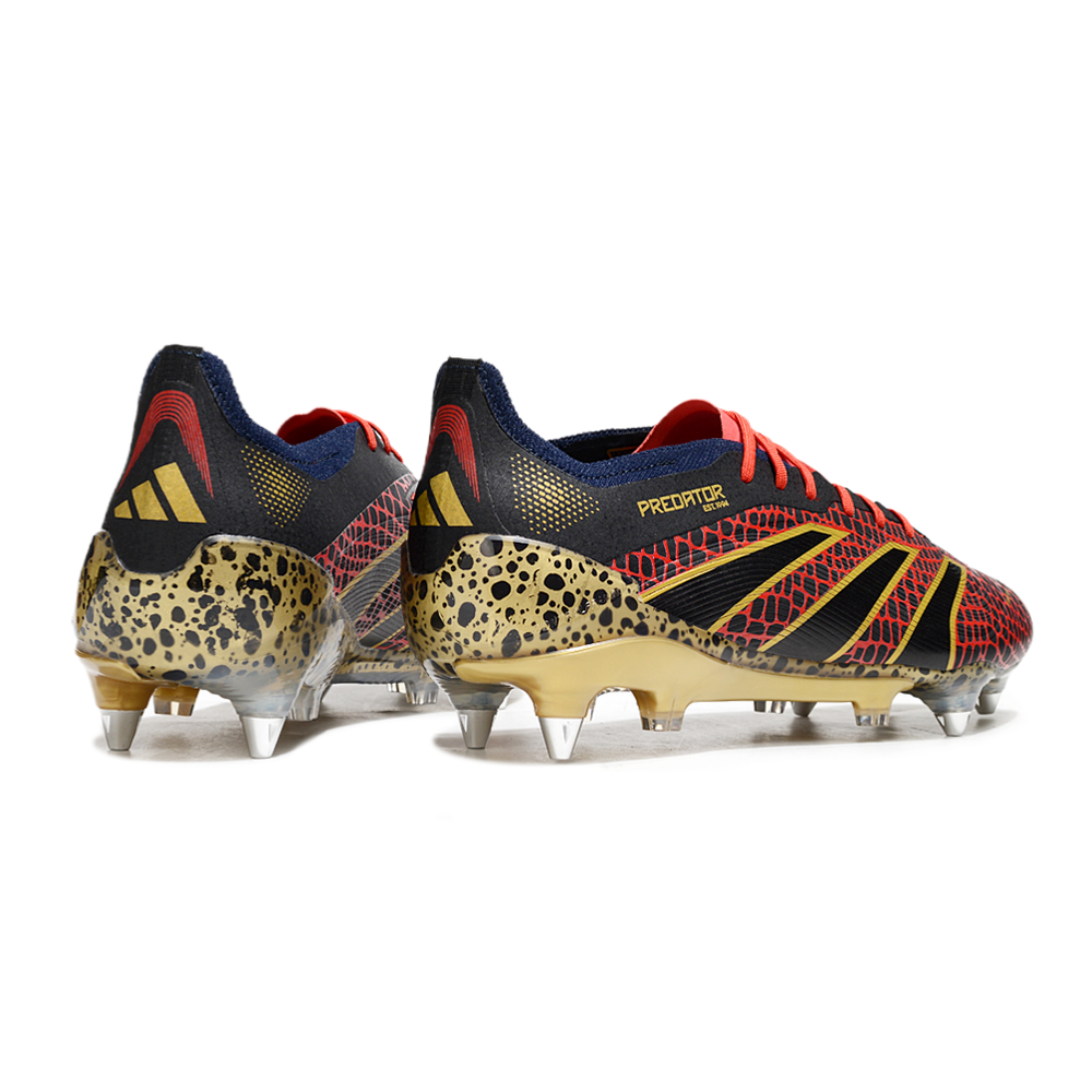 Chuteira Campo Adidas Predator Elite Ponta de Aluminio Preto, Dourado e Vermelho