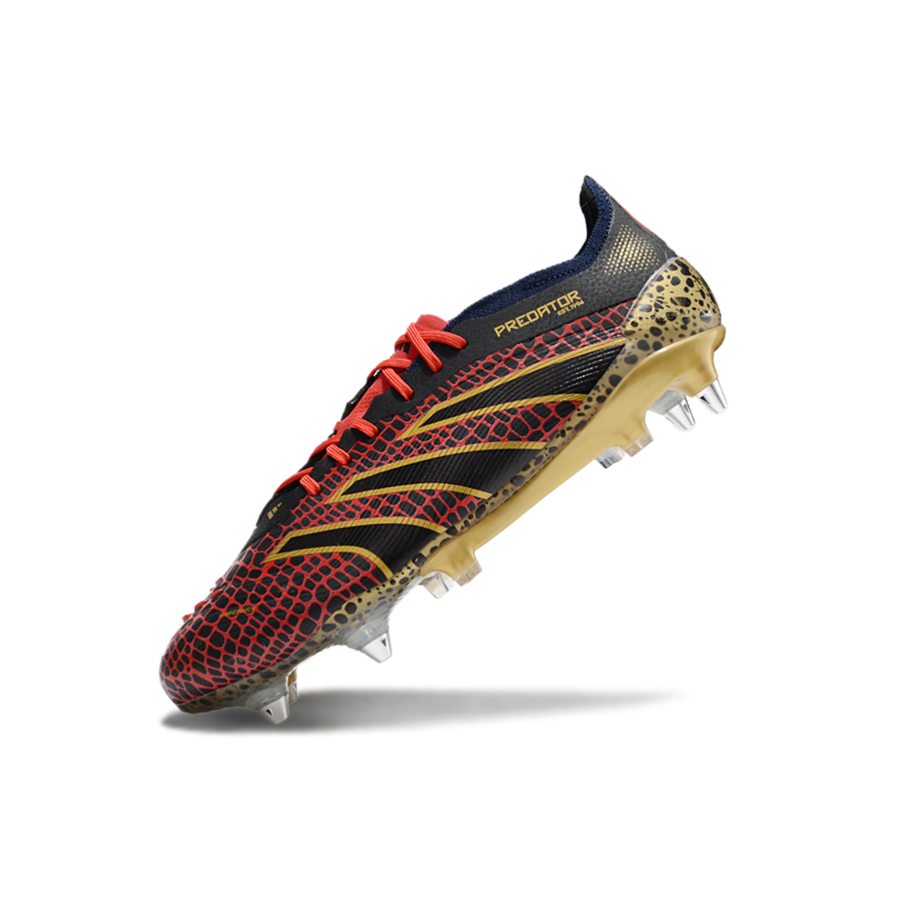 Chuteira Campo Adidas Predator Elite Ponta de Aluminio Preto, Dourado e Vermelho