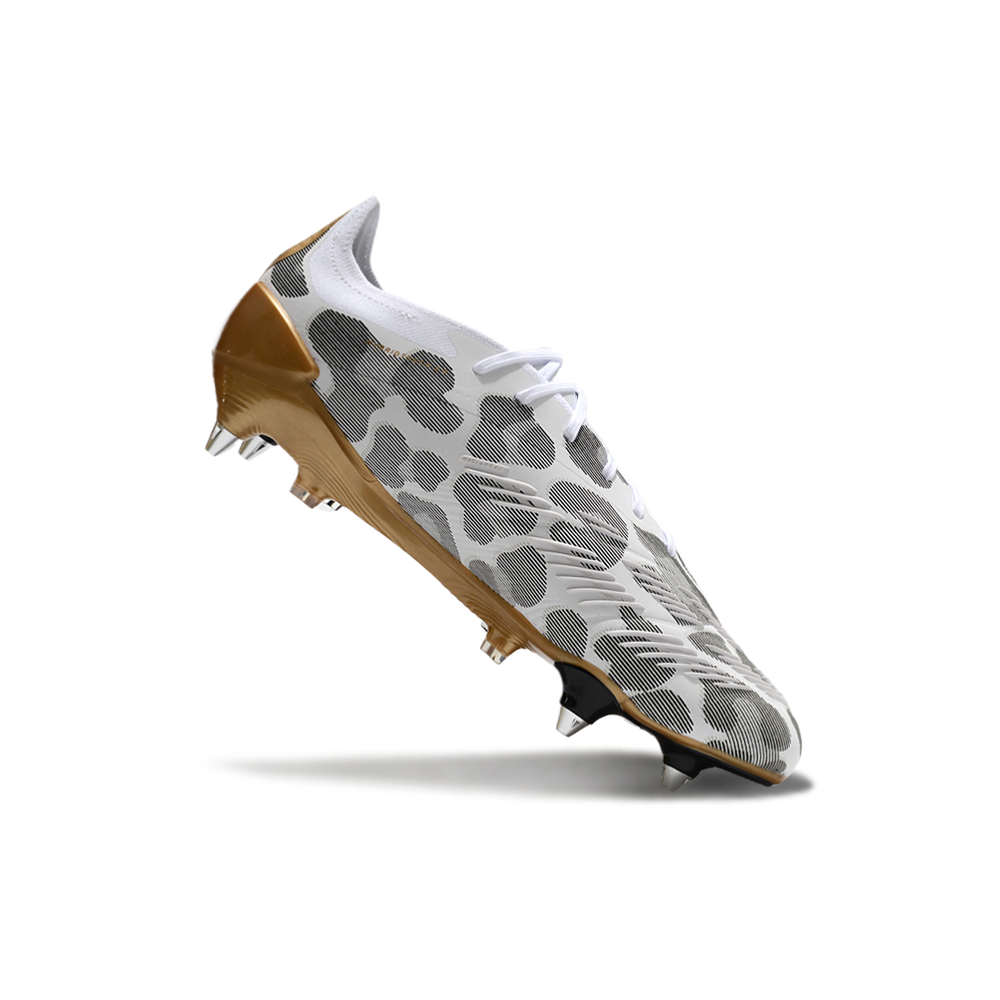Chuteira Campo Adidas Predator Elite Ponta de Aluminio Branco, Dourado e Cinza
