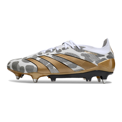 Chuteira Campo Adidas Predator Elite Ponta de Aluminio Branco, Dourado e Cinza