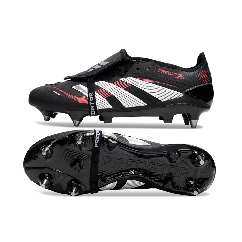 Chuteira Campo Adidas Predator Elite FT 30 Ponta de Aluminio Preto e Vermelho