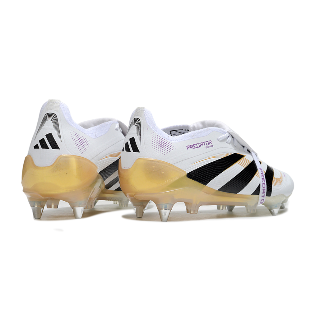 Chuteira Campo Adidas Predator Elite FT 30 Ponta de Aluminio Branco e Dourado
