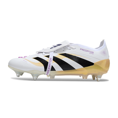 Chuteira Campo Adidas Predator Elite FT 30 Ponta de Aluminio Branco e Dourado