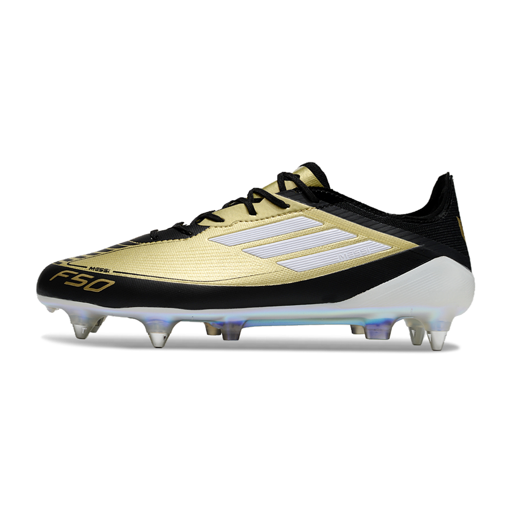 Chuteira Campo Adidas F50 Ponta de Aluminio Dourado e Preto
