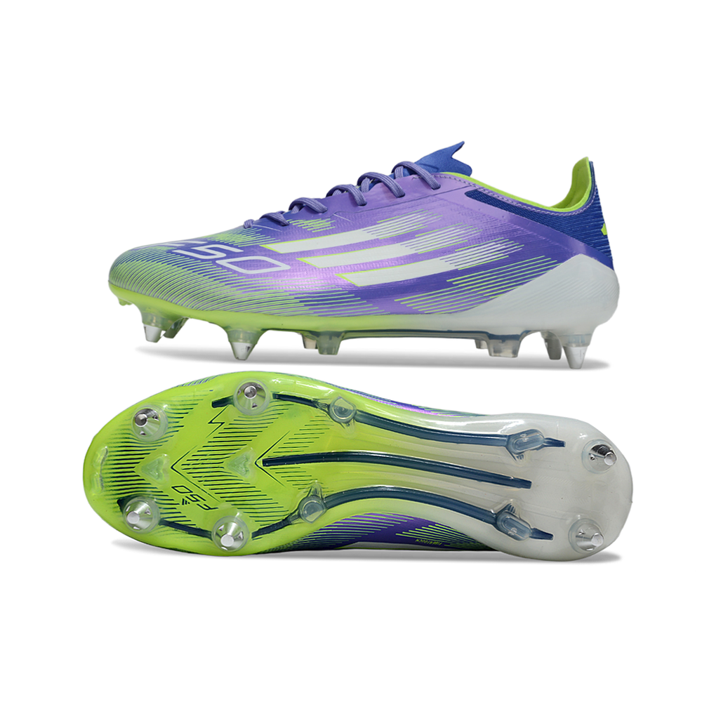 Chuteira Campo Adidas F50 Ponta de Aluminio Roxo e Verde